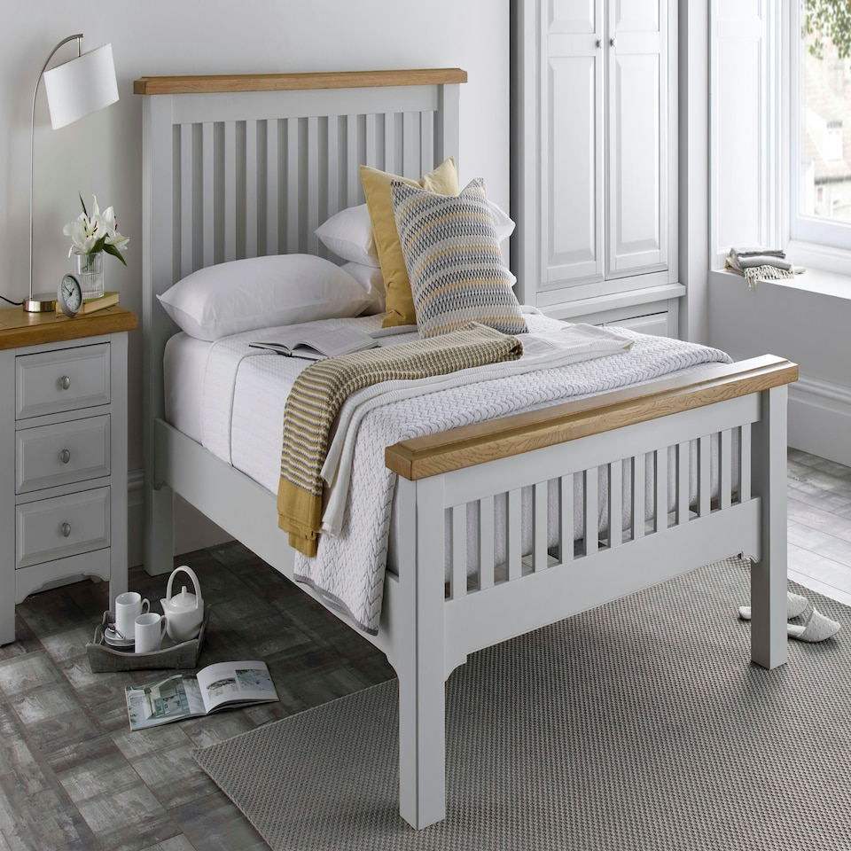 image 1 of 5ft King Size Real oak & Light Grey Solid,strong,wood bed frame.Wooden bedstead