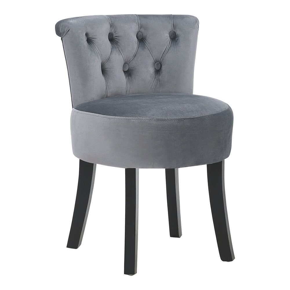 Living and Home Upholstered Buttoned Vanity Stool - Grey