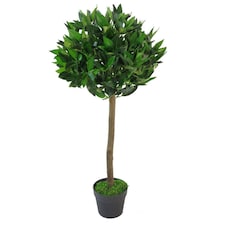 90cm Leaf Design UK Artificial Realistic Bay Laurel Topiary Ball Tree | Green | 3ft