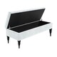 image 2 of 120cm Sierra Striped Ottoman Storage Bench with Black Turned Wooden Legs - White Plush Velvet Upholstered Shoes Bench
