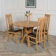 image 3 of Oregon Round Oak Dining Table with 4 Princeton Oak Chairs Brown