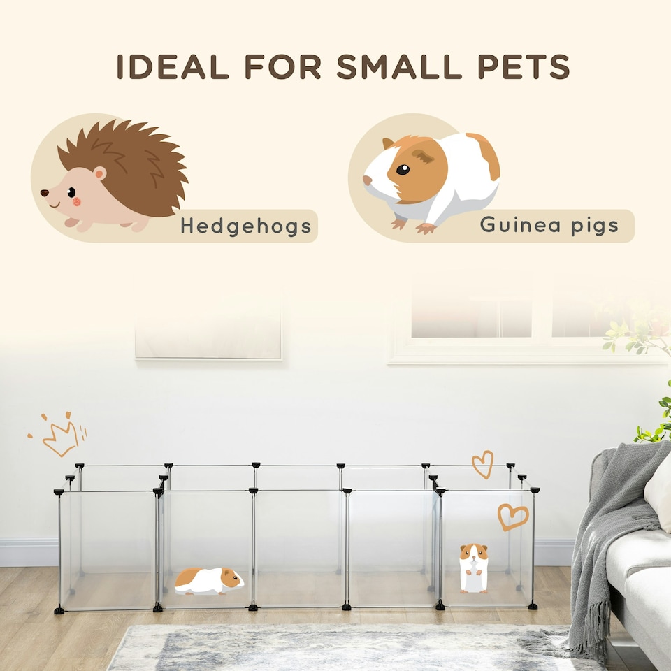 image 1 of PawHut Pet Playpen, 18 Panels DIY Small Animal Cage, for Guinea Pigs, Hegehogs