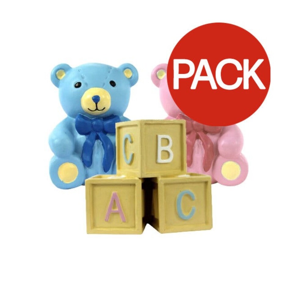 Creative Party Resin New Baby Cake Topper (Pack of 4) - Yellow/Pink/Blue - One Size