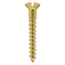 Timco - Solid Brass Timber Screws - SLOT - Raised Countersunk (Size 8 x 2 - 200 Pieces)