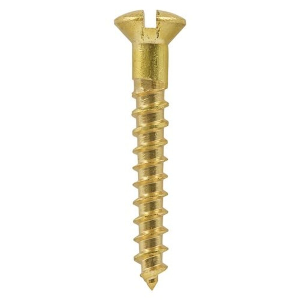 image 1 of Timco - Solid Brass Timber Screws - SLOT - Raised Countersunk (Size 8 x 2 - 200 Pieces)