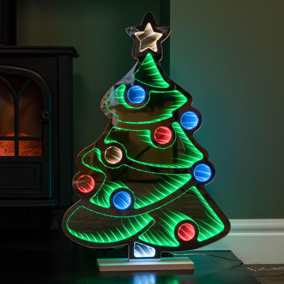 image 1 of 60cm Light up Christmas Tree Infinity Decoration with Multi-Coloured LEDs