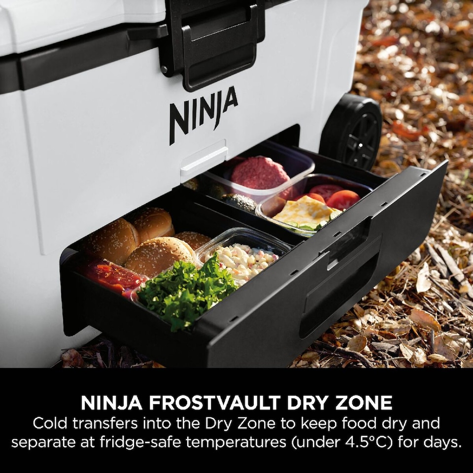 image 1 of Ninja FrostVault 65QT/61L Wheeled Cooler with Dry Zone, Cloud White FB265EUUKWH