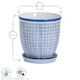 image 3 of Nicola Spring Hand-Printed Plant Pot with Saucer - 20.5cm - Blue Multi