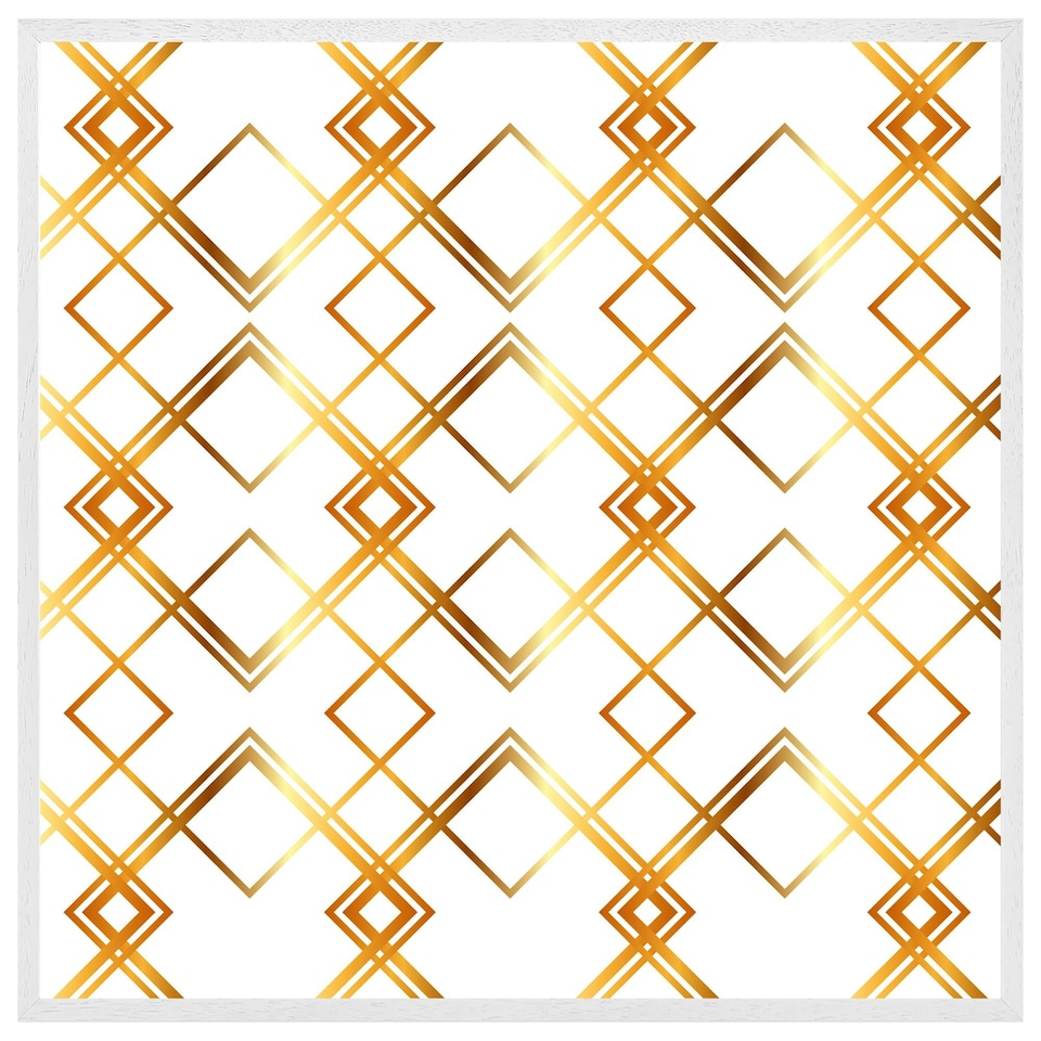 image 1 of Geometric golden pattern (Picture Frame) White | L