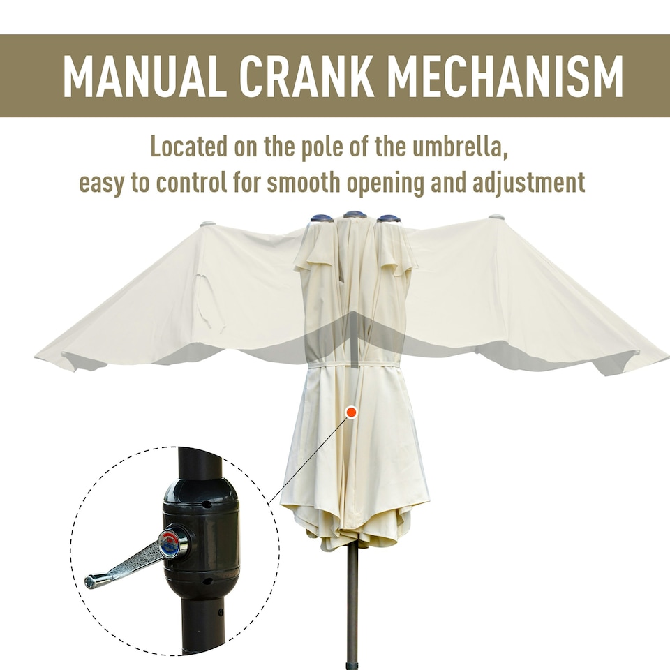 image 1 of Outsunny 4.6M Garden Patio Umbrella Canopy Parasol Sun Shade w/ Base Off White