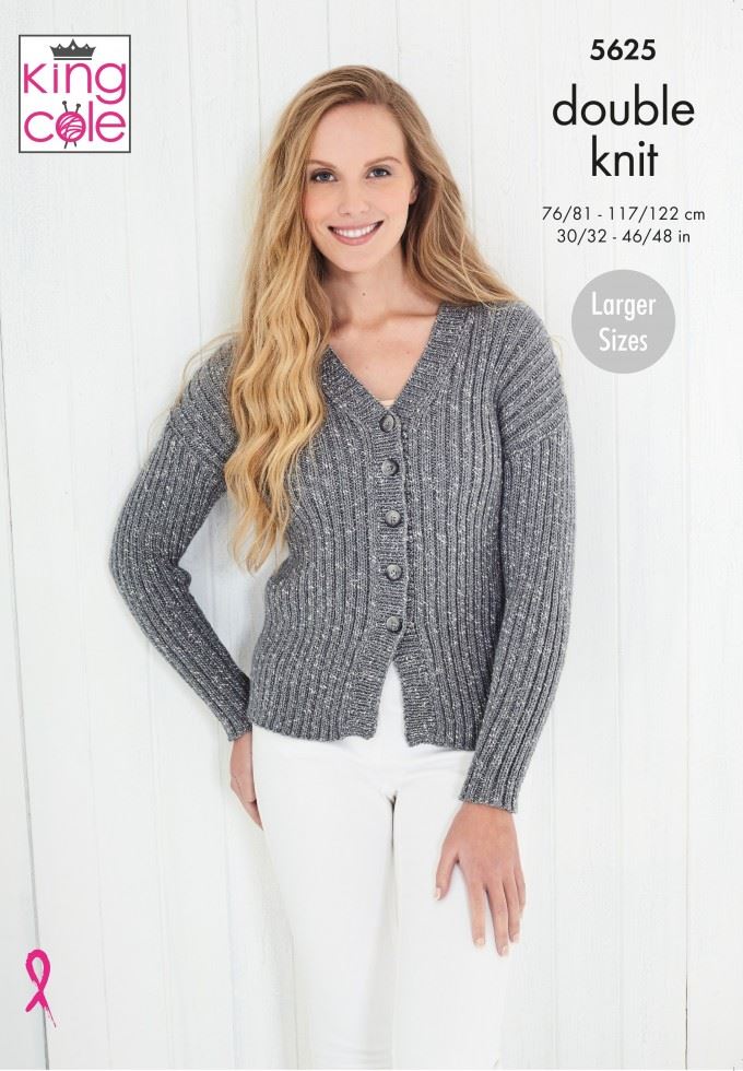 King Cole Cotton Top DK Knitting Pattern 5625, Cardigans and Tops for Women - 30 - 48 Inches