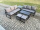 image 1 of Fimous Aluminium Patio Outdoor Garden Furniture Lounge Sofa Set with Oblong Coffee Table 2 Small Footstools Side Table Dark Grey