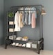 image 2 of Black Heavy Duty Double Clothes Rail with Wheels – Garment Hanging Rack & Storage Shelf