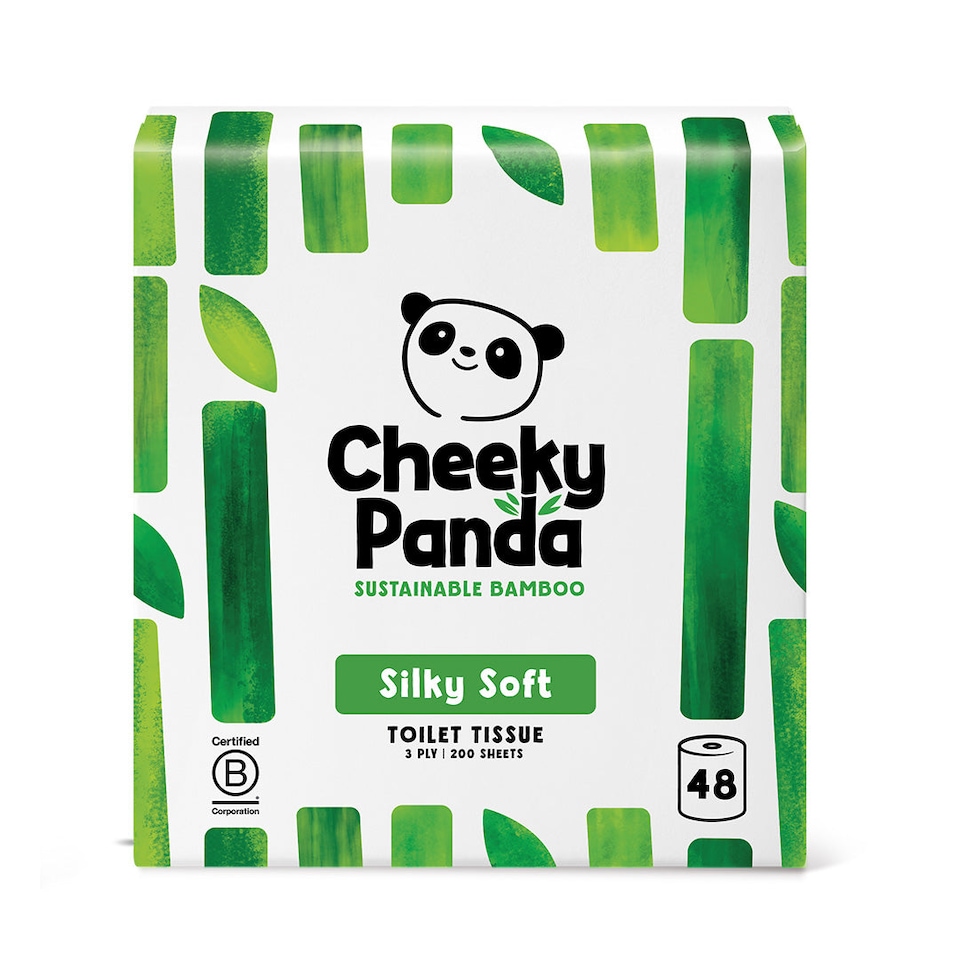 image 1 of Cheeky Panda Classic Bamboo Toilet Paper 48 rolls 200 sheet 3 ply sheets | White | 48 Rolls Unwrapped | 48