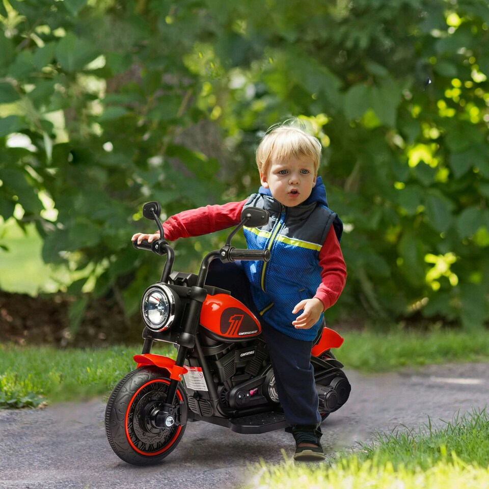image 1 of HOMCOM 6V Electric Motorbike with Training Wheels, One-Button Start - Red
