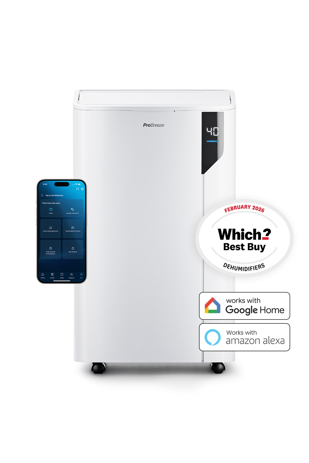 Pro Breeze 20L Compressor Dehumidifier with WIFI / White