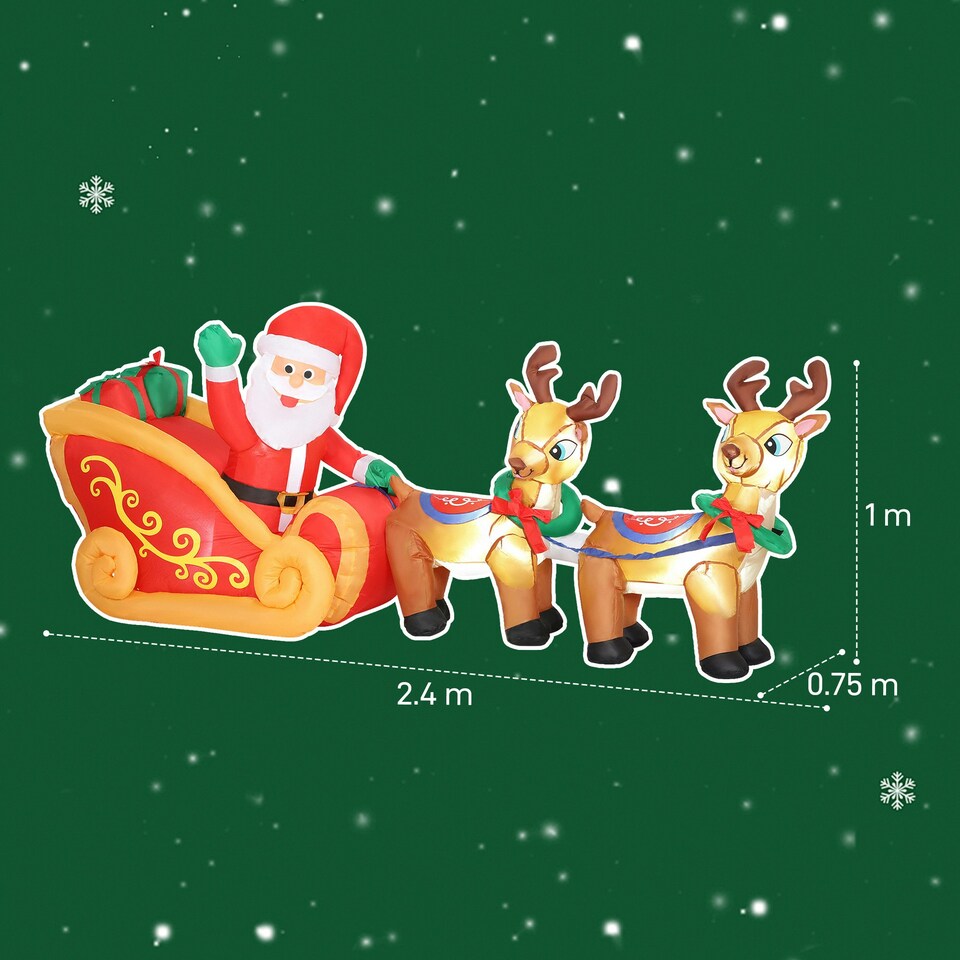 image 1 of Outsunny 7.9ft Christmas Inflatable Santa on Sleigh, Blow Up Decoration