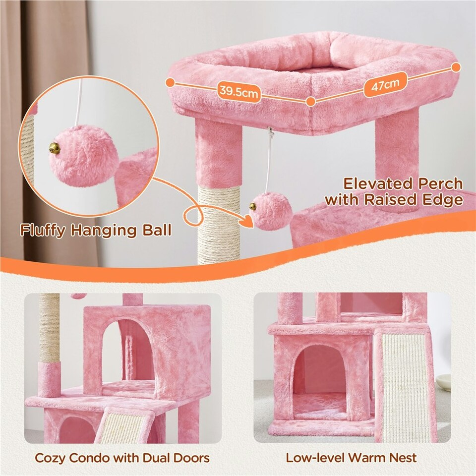 image 1 of Yaheetech 92 cm Cat Tower with Double Condos Pink
