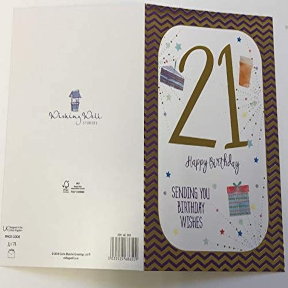 image 1 of 21st Birthday Card 21 Sending You Birthday Wishes
