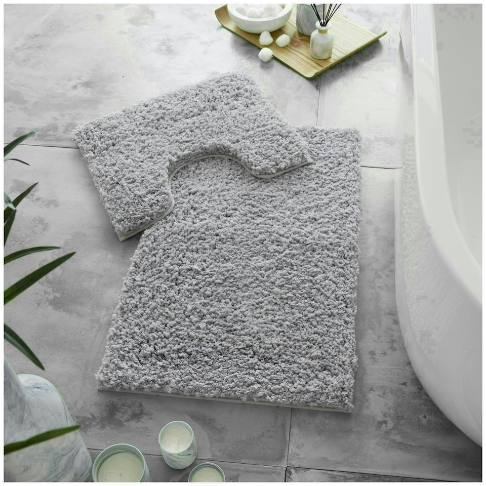 image 1 of VELVETIO Bath Mats & Pedestal Mat Set Anti Slip Super Soft Water Absorbent Grey