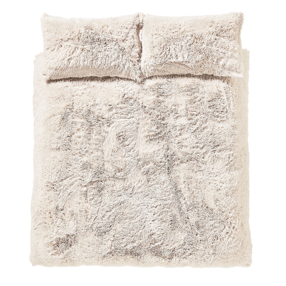 image 1 of Cuddly Deep Pile Faux Fur Duvet Cover Set | Cream
