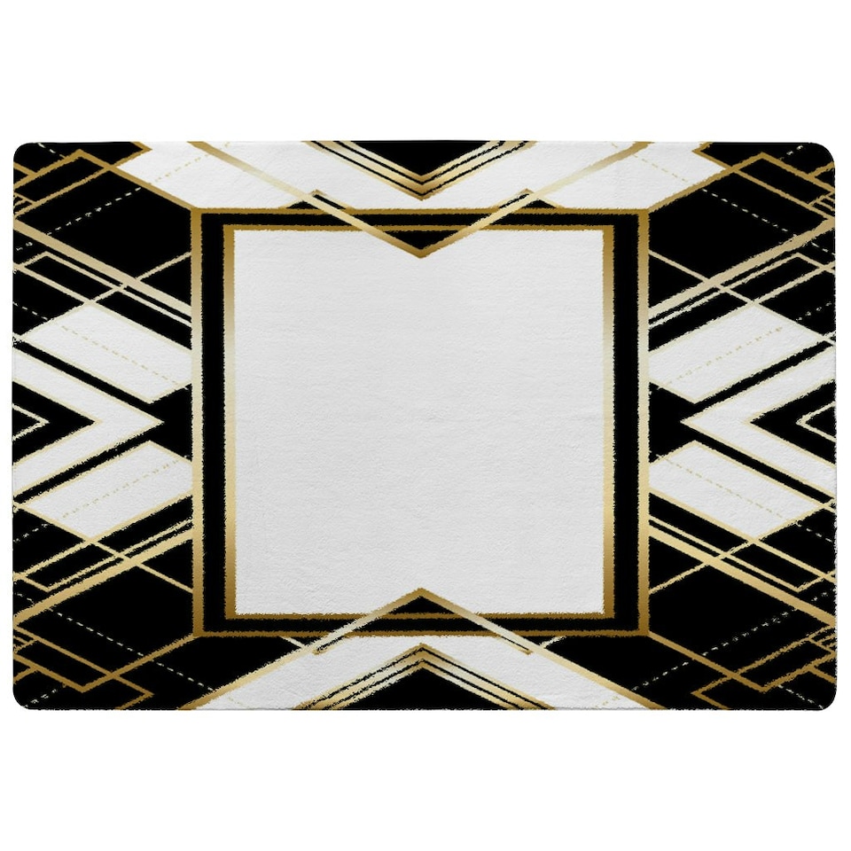 image 1 of Art Deco Frame (Rug) Black | Medium: 80x150cm
