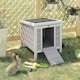 image 7 of PawHut Rabbit Hutch, Bunny Cage Outdoor Wooden House w/ Asphalt Roof, Grey