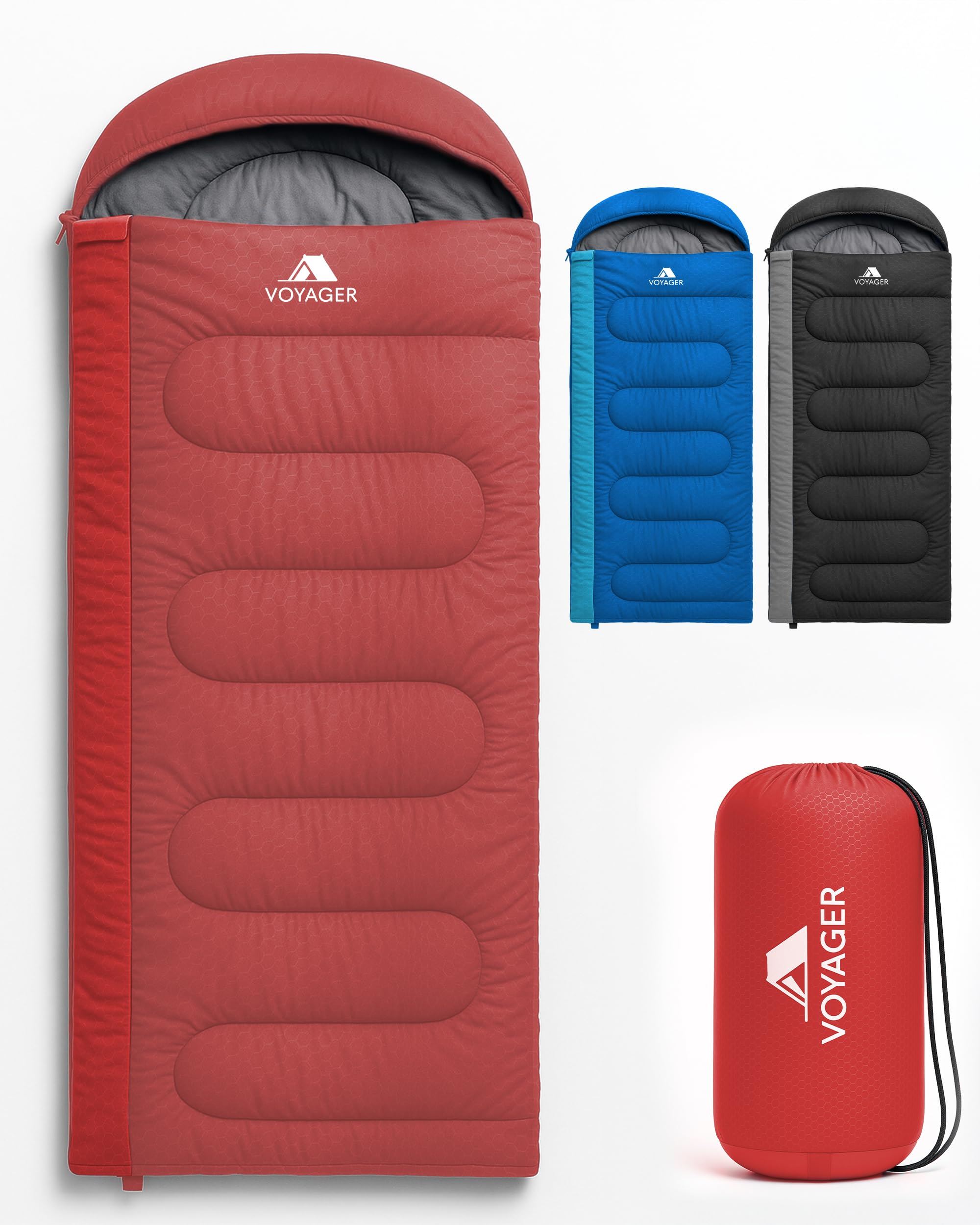 Voyager Sleeping Bag for Adults - Lightweight & Compact (220x30x80cm) in Grey | Size: 220 x 30 x 80 cm