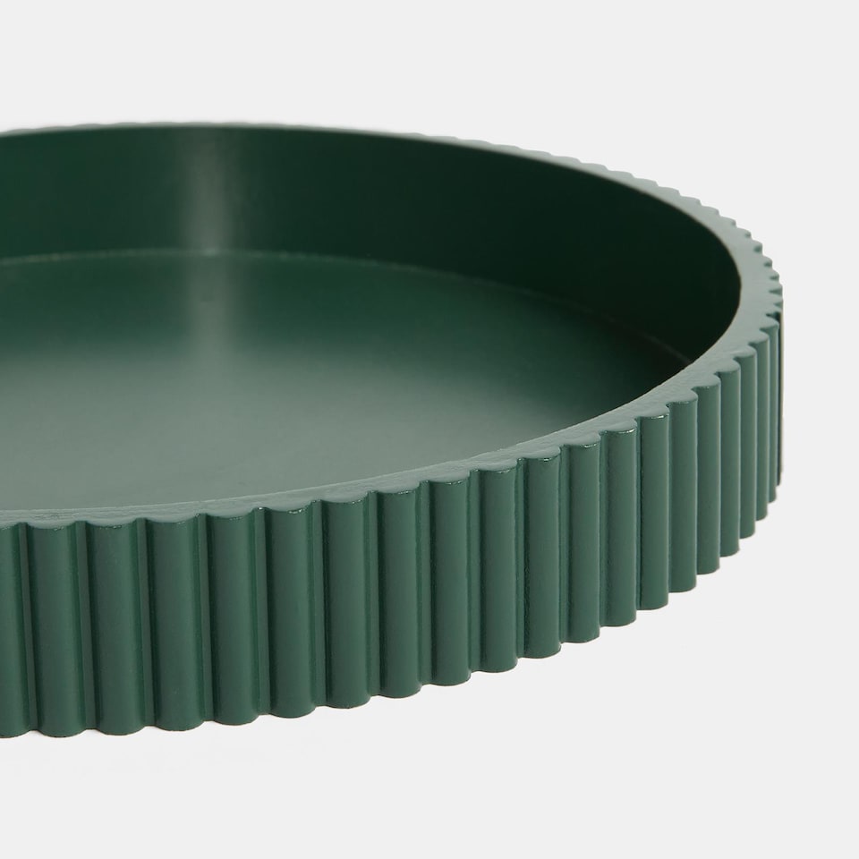 image 1 of OHS Ribbed Round Decorative Tray Table Organiser Countertop Storage