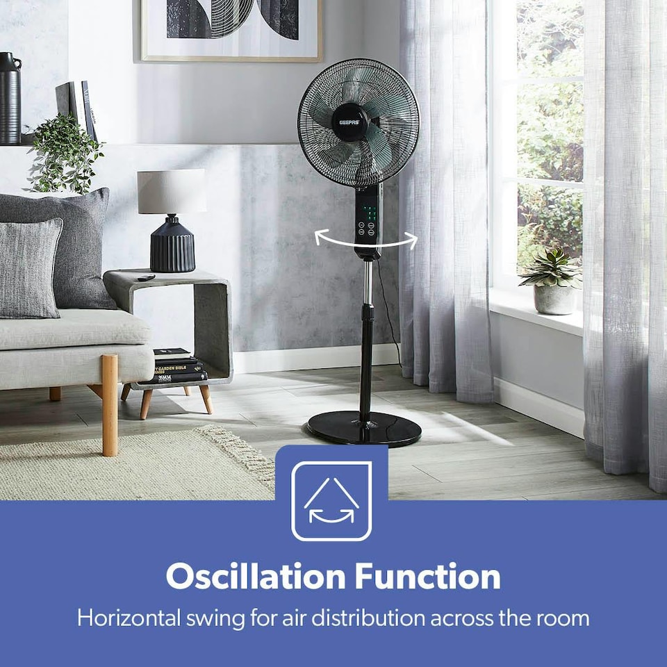 image 1 of GEEPAS 16 inch Pedestal Fan with Remote Control 60W