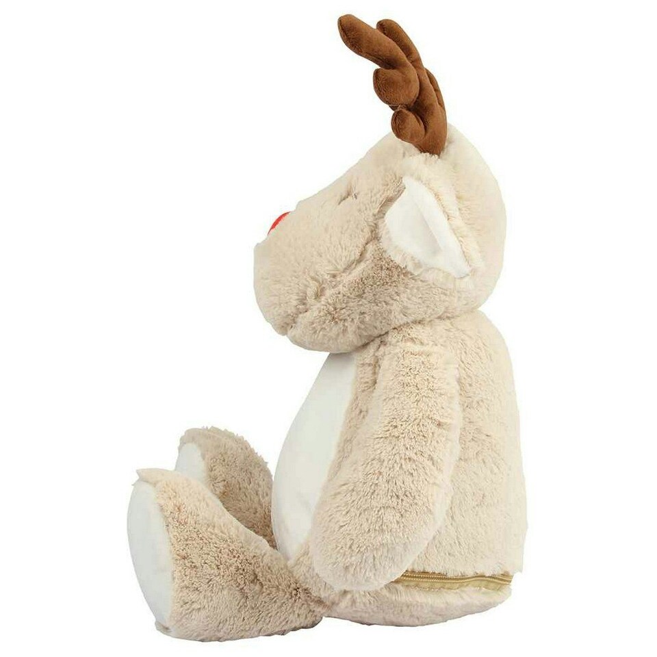 image 1 of Mumbles Zipped Reindeer Plush Toy - Light Brown - One Size