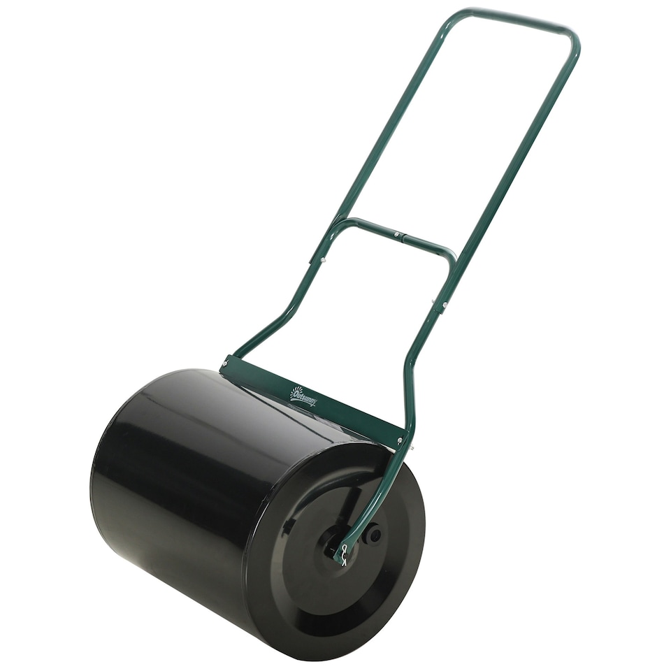 image 1 of 60L Steel Garden Roller Push Pull w/ Fillable Cylinder Water Rolling Drum