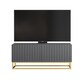 image 9 of TV Unit Stand Cabinet Sideboard Media Cabinet Storage Unit Grey Fluted Gold Base 100cm