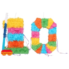 Fax Potato 10th Birthday Pinata Set with Stick & Blindfold - Blue Stick