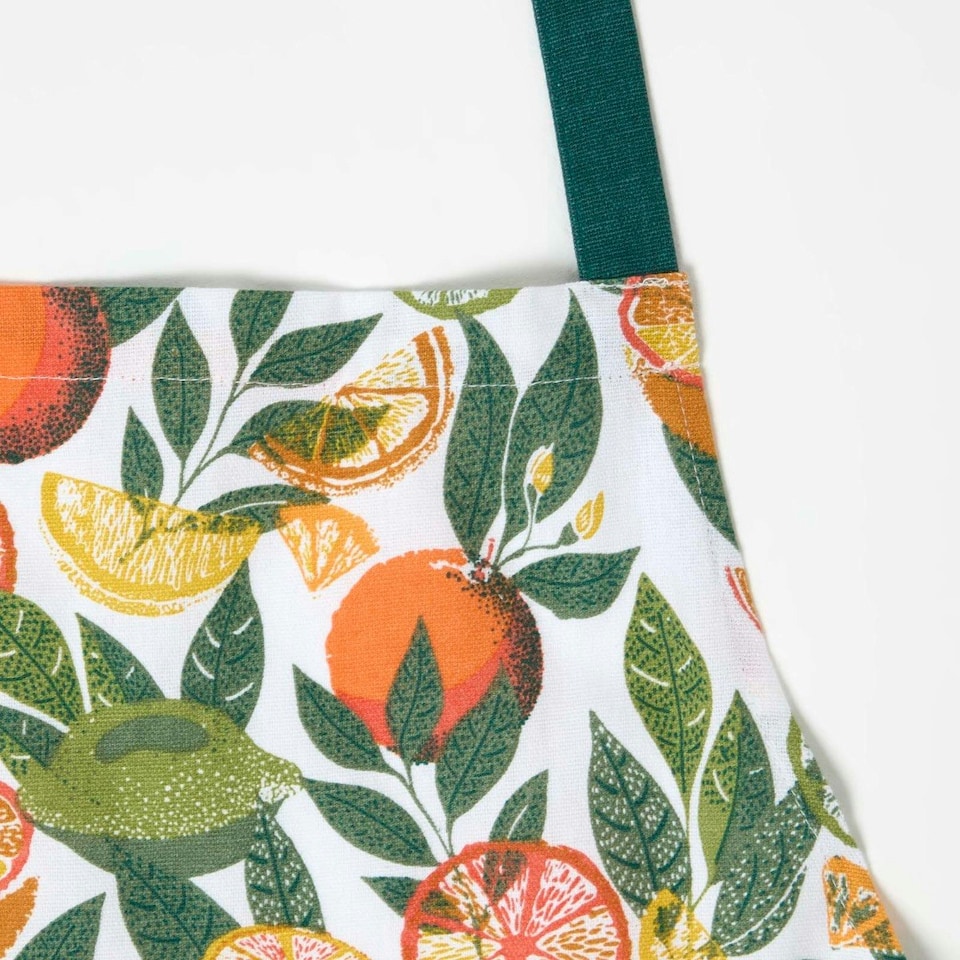 image 1 of Homescapes Citrus 100% Cotton Apron | Multi | One Size