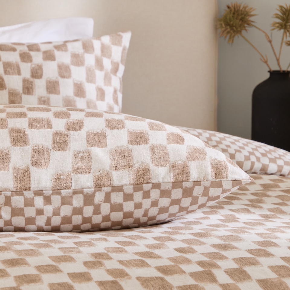 image 1 of HOEM Nyhavn Checkerboard Reversible Duvet Cover Set | Blue | Tobacco