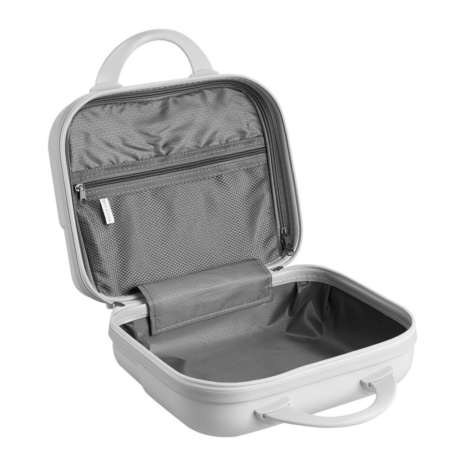 image 1 of Living and Home Portable Lightweight Hard Shell Travel Cosmetic Case | White | Personal Item