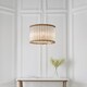 image 2 of Romola Pendant Ceiling Light Matt Gold Finish, Clear Ribbed Glass, 6x E14