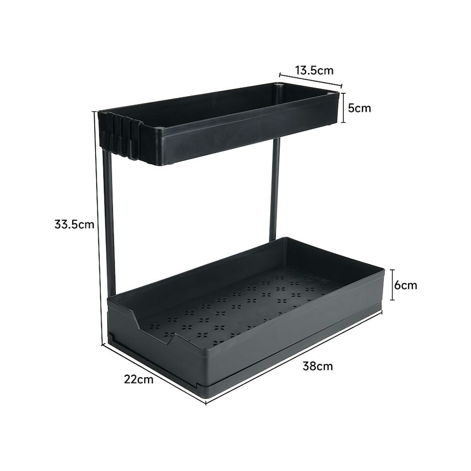 image 1 of Living and Home Multi-functional Plastic Pull Out Kitchen Storage Rack | Black