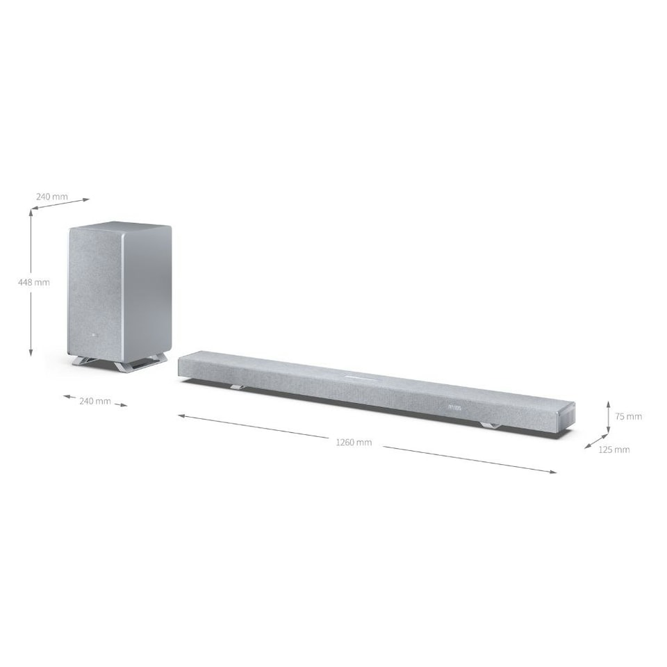 image 1 of SHARP HT-SBW55121(SL) Q 5.1.2 Dolby Atmos DTS:X Soundbar with Wireless Subwoofer - Silver