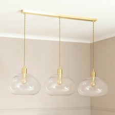 ValueLights Corinne Twill Spiral Glass 3 Drop Brushed Gold Diner Ceiling Pendant Light Gold