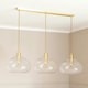 image 1 of ValueLights Corinne Twill Spiral Glass 3 Drop Brushed Gold Diner Ceiling Pendant Light Gold