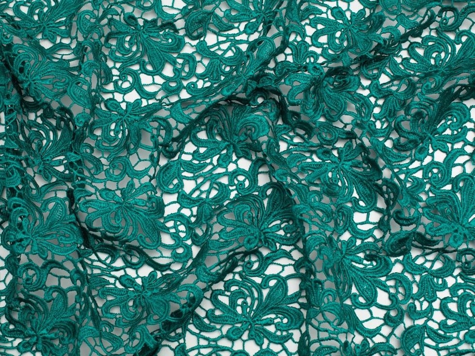 Minerva Core Range Turquoise Heavy Guipure Lace Fabric for Bridal, Dressmaking, 137cm / 53" Wide - per metre