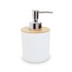 image 1 of Interiors by Premier Subtle White Lotion Dispenser With Bamboo Fibre Body,  Liquid Soap Pump For Hand Wash, Moisturizer Dispenser