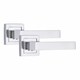 image 2 of Golden Grace 5 Pairs Premium Delta Design Door Handles on Square Rose in Polished Chrome Finish Chrome