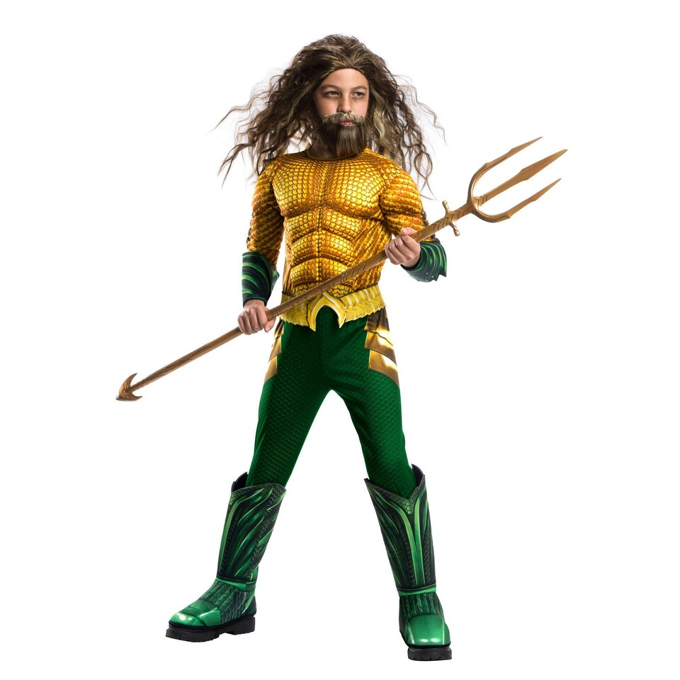 Aquaman Boys Deluxe Costume - Gold/Green - S S