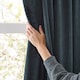 image 5 of Furn Soft Chenille Blackout Pencil Pleat Curtain Pair, 229cm width x 183cm drop | Blue | Navy | 1