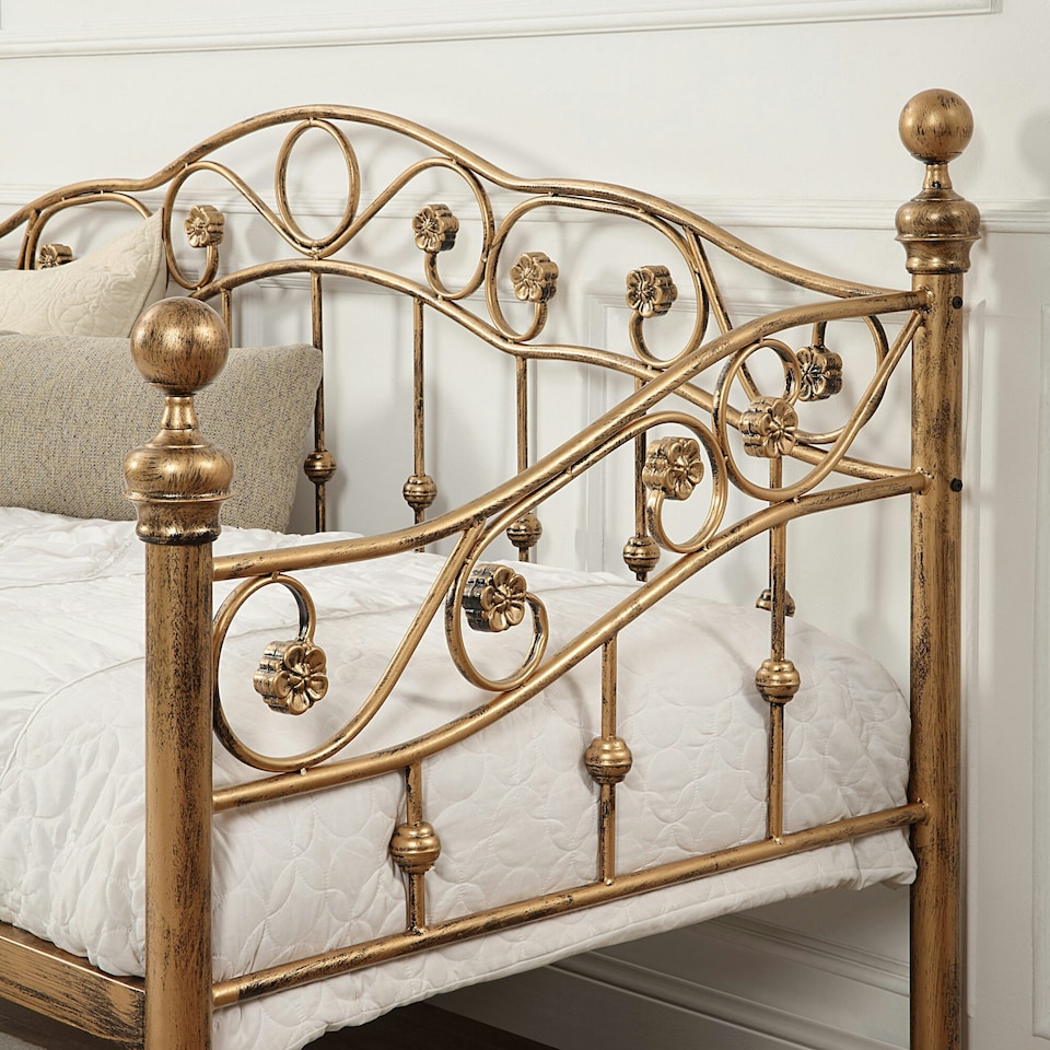image 1 of Essendon Vintage Living Room Bedroom Antique Brass Metal Day Bed (Single)
