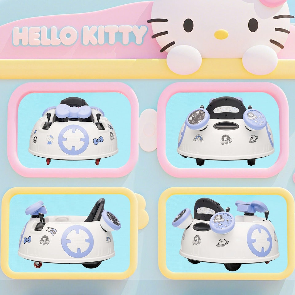 image 1 of AIYAPLAY Hello Kitty Kids Ride on Bumper Car with Remote Control, White