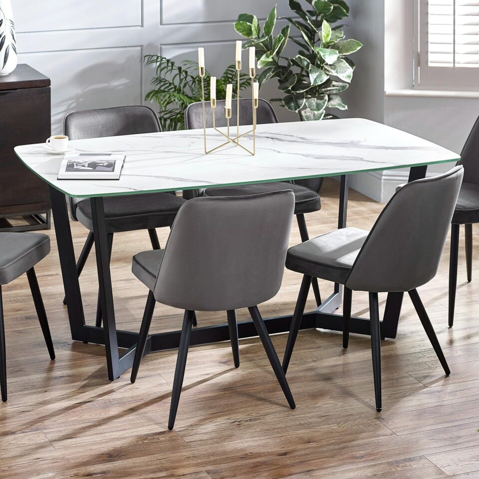 image 1 of Premium Olympia 160cm Dining Table - White Marble